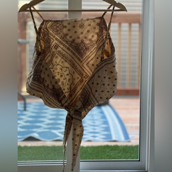 French Kiss “May” Bandana Top Brown/Beige Sz. M - Picture 4 of 4